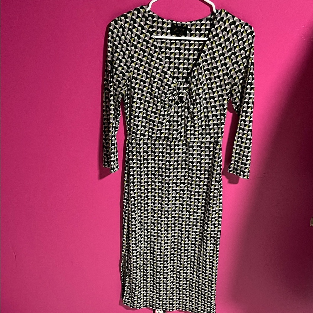 Laundry by Design Black and White Geometric Midi Dress